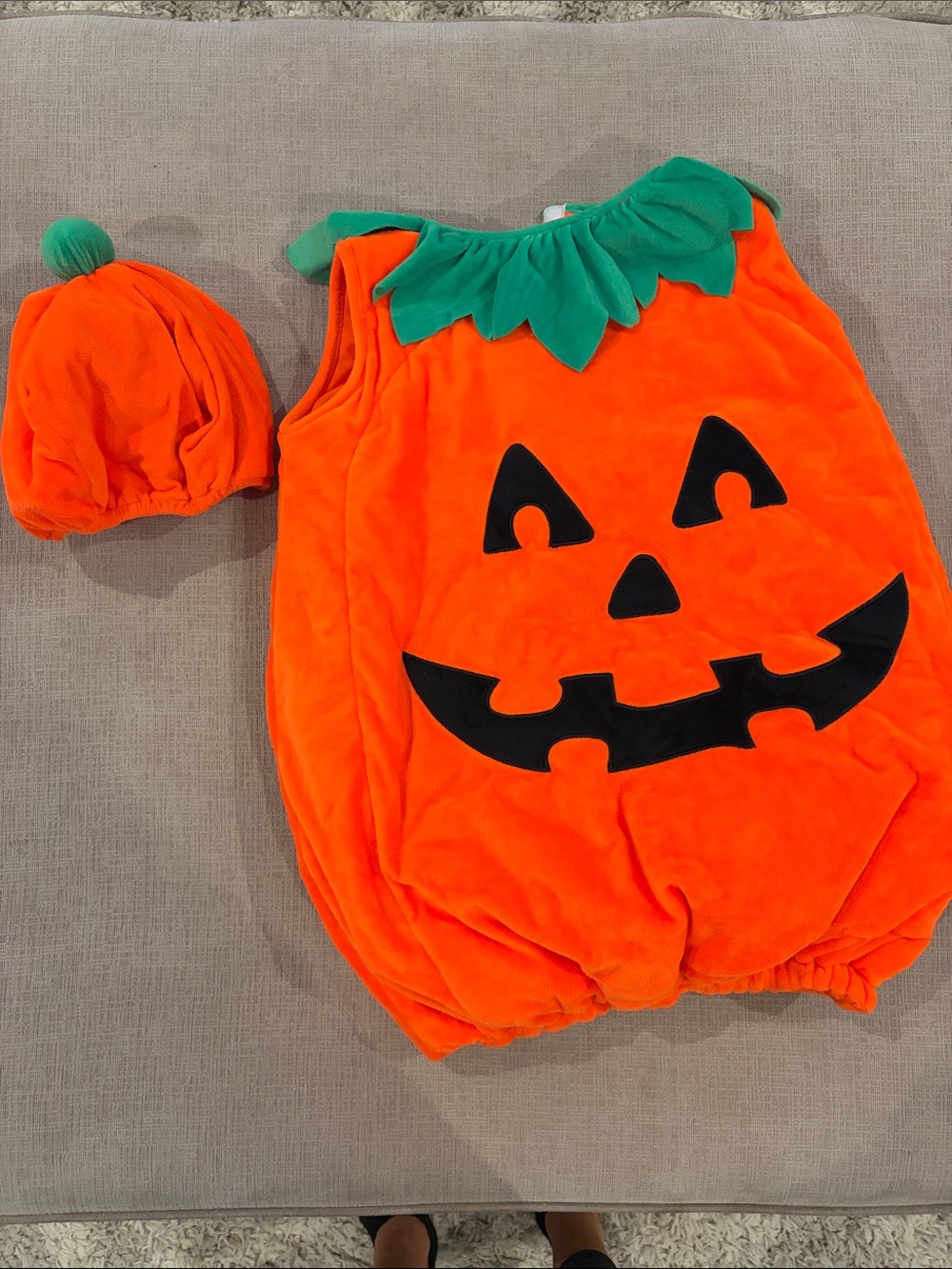 Kids Orange Pumpkin Costume with Hat, size 3-5